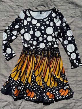 Butterfly Dress Girl Long Sleeve Twirl Soft Sensory sz 7 8 9 Creative Play Soft